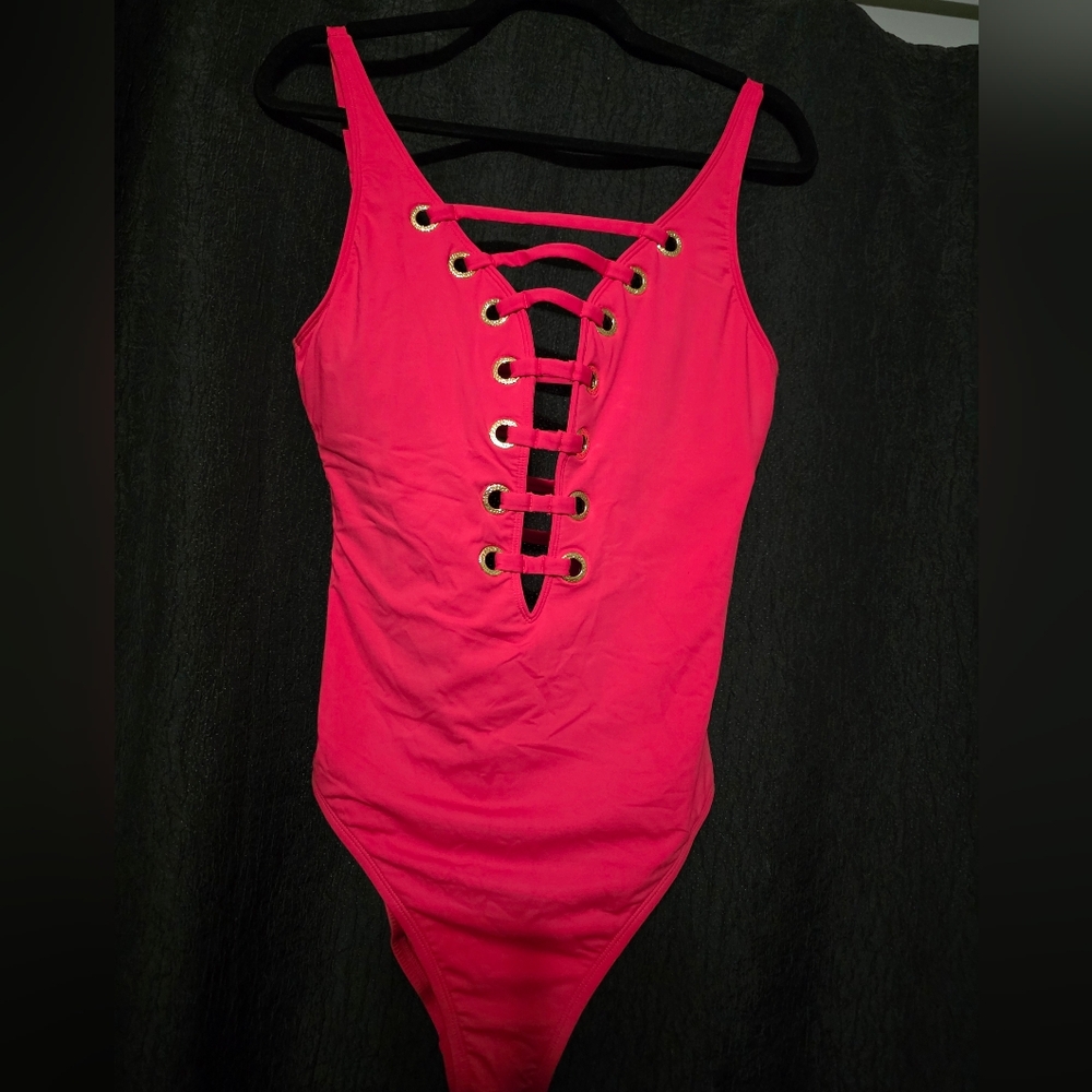 Strappy Red One-Piece Swimsuit